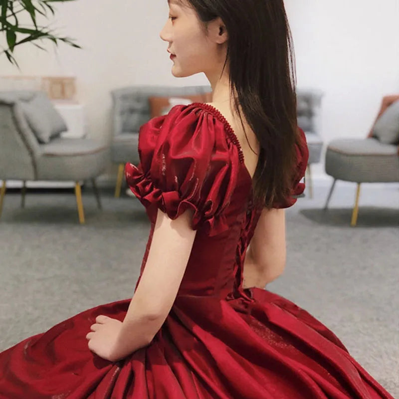 Evening Dress Red Bridal Toast Wear New V-neck Sexy Short Sleeve Long Skirt Backless Dinner Dresses Formal Dress Women Elegant