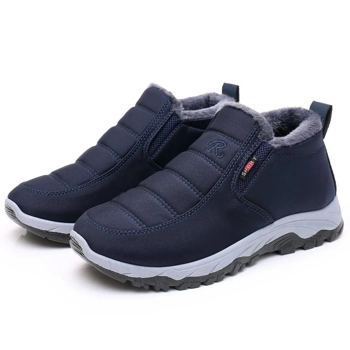 Thickened Fleece Winter Men's Beijing Cloth Shoes Anti-slip Warm Cotton Boots Women's Step-by-step Shoes round Toe Thick Heel