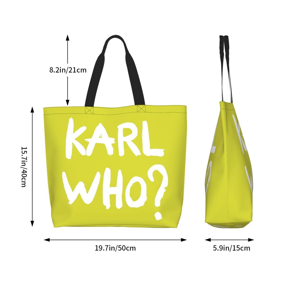 Custom Kawaii Karl Who Slogan Shopping Tote Bags Reusable Canvas Groceries Shopper Shoulder Bag