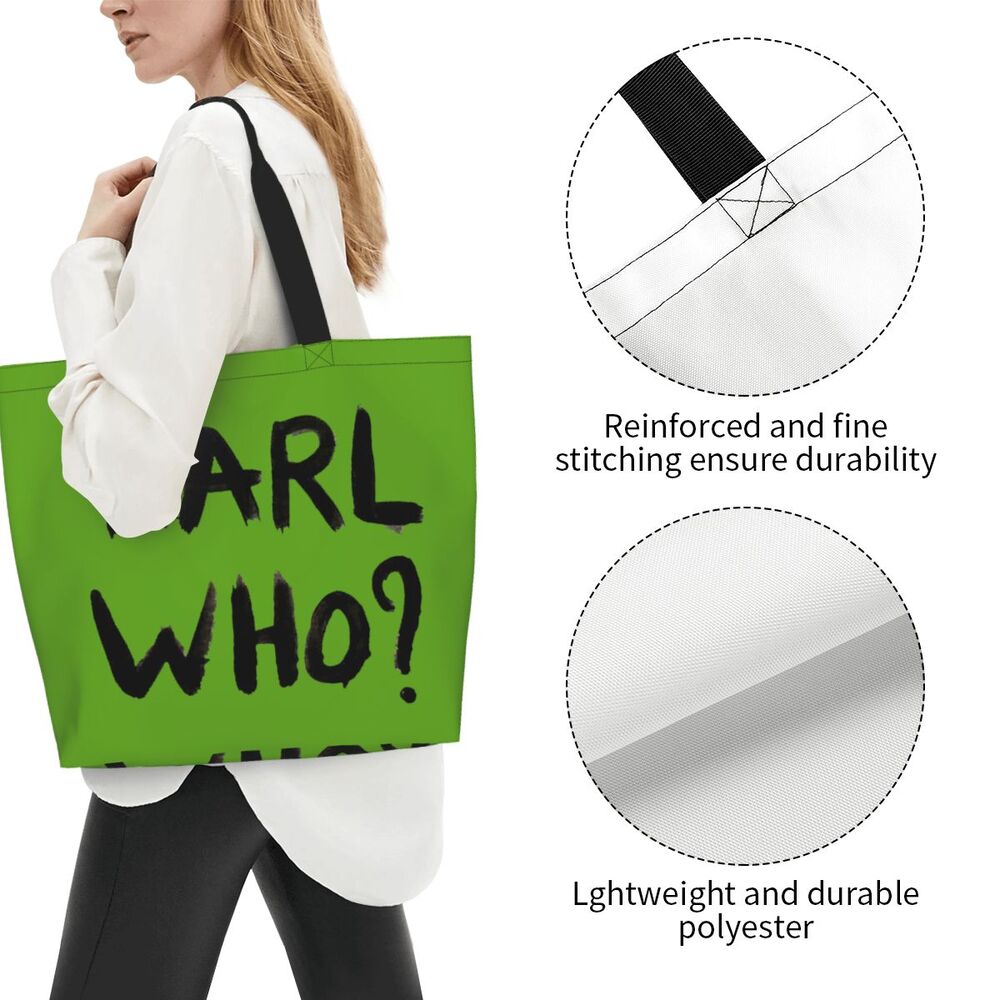 Custom Kawaii Karl Who Slogan Shopping Tote Bags Reusable Canvas Groceries Shopper Shoulder Bag