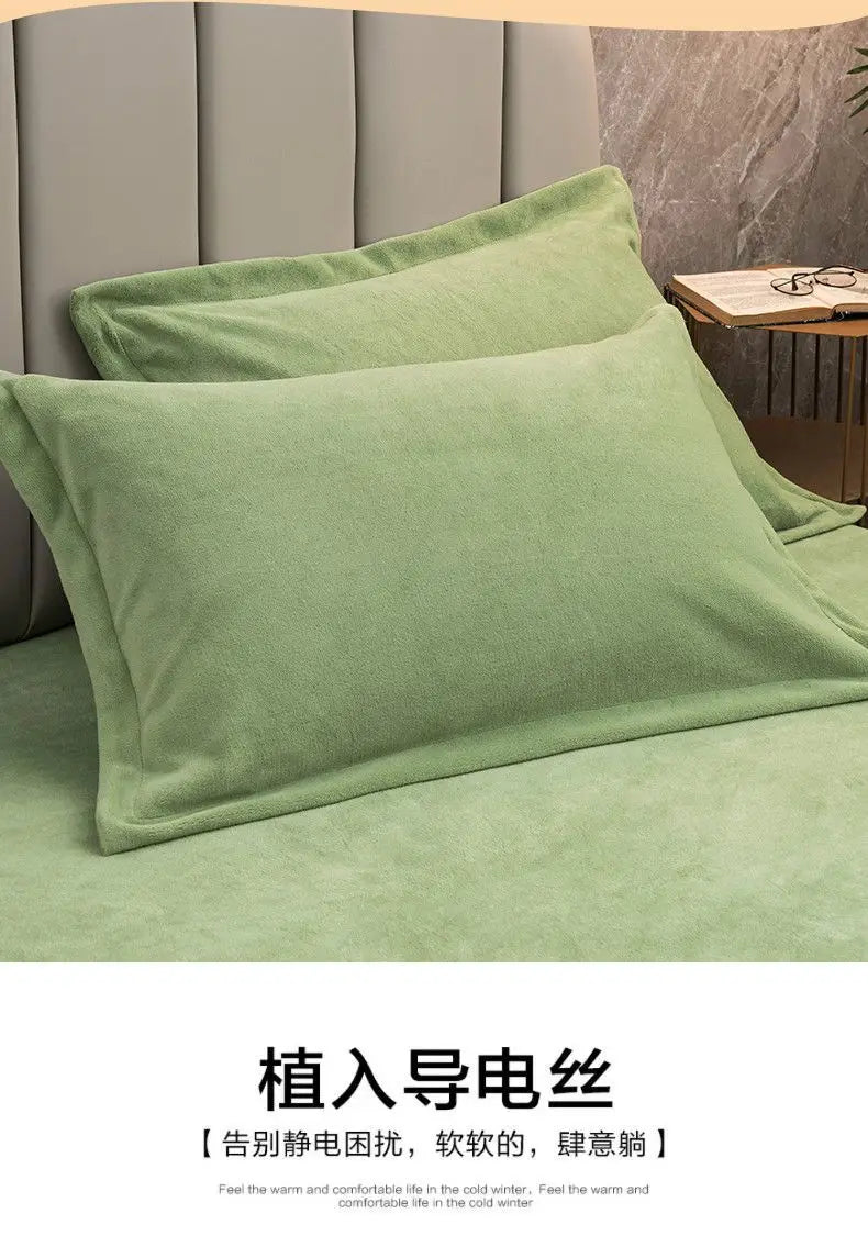 Coral Fleece Soft Winter Pillowcase Solid Plain Simple Home Bedroom House Hold Pillow Case Cover Zipper Warm  Comfortable
