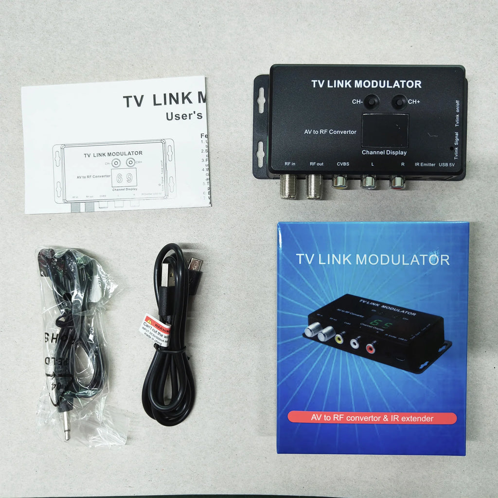 TV LINK Modulator， AV to RF ，IR Extender with Channel Display， Analog TV Self-Produced Program Insertion Device