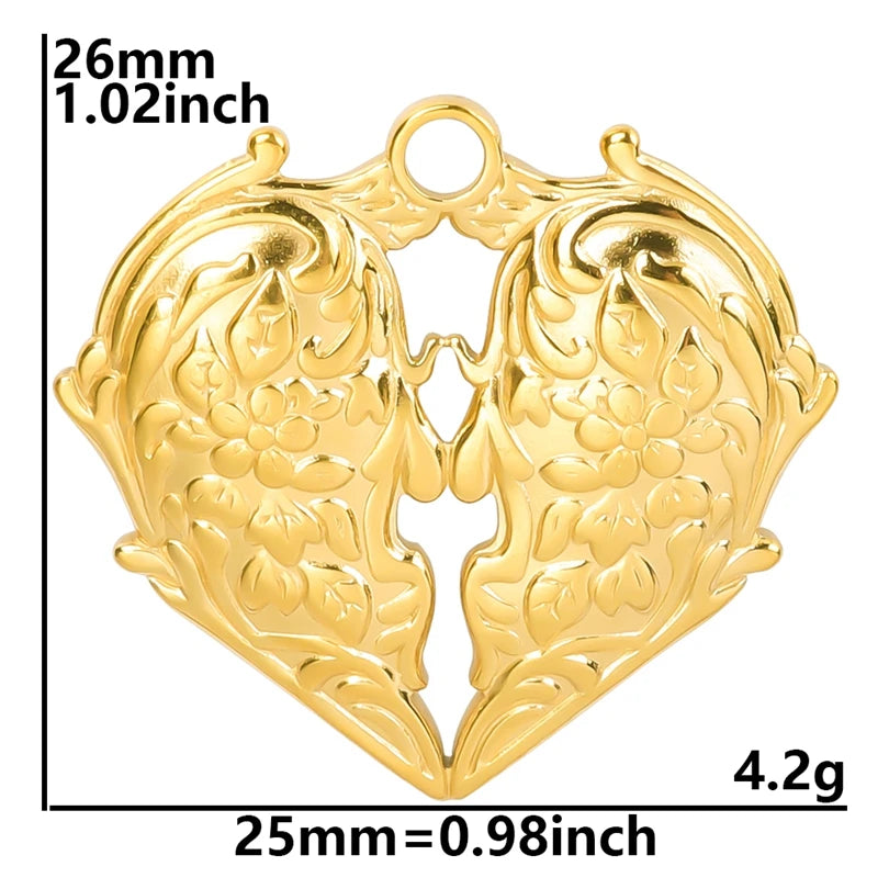 6Pcs/Lot Stainless Steel Gothic Catholic Sacred Heart Charms Jewelry Wholesale Thorns Lava Love Pendant Diy Necklaces Wholesale