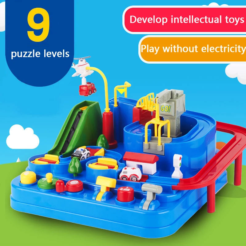 Racing Rail Car Model Educational Toys Children Track Adventure Game Brain Mechanical Interactive Train Animals Space Rocket Toy
