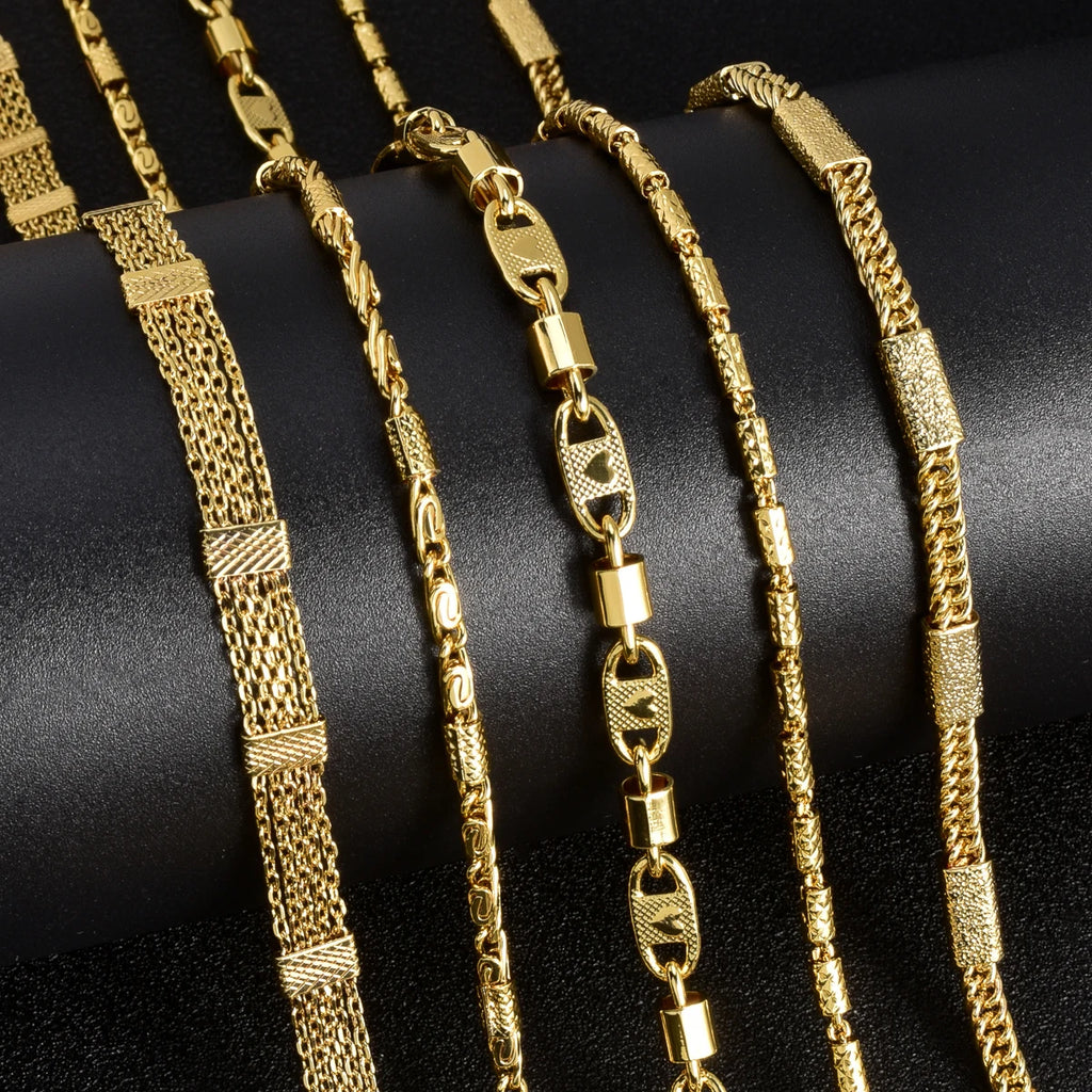 Trendy 18K Gold Plated Chain Necklace for Men Women Luxury Thick Cuban Link Jewelry Textured Design Statement Gift