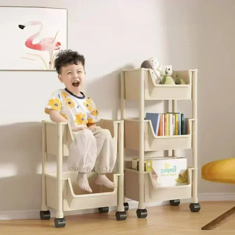 Mobile Bookshelf Multi-Layer Bathroom Shelves With Wheels Kitchen Groceries Organizer Shelf Bedroom Storage Rack Utility Cart