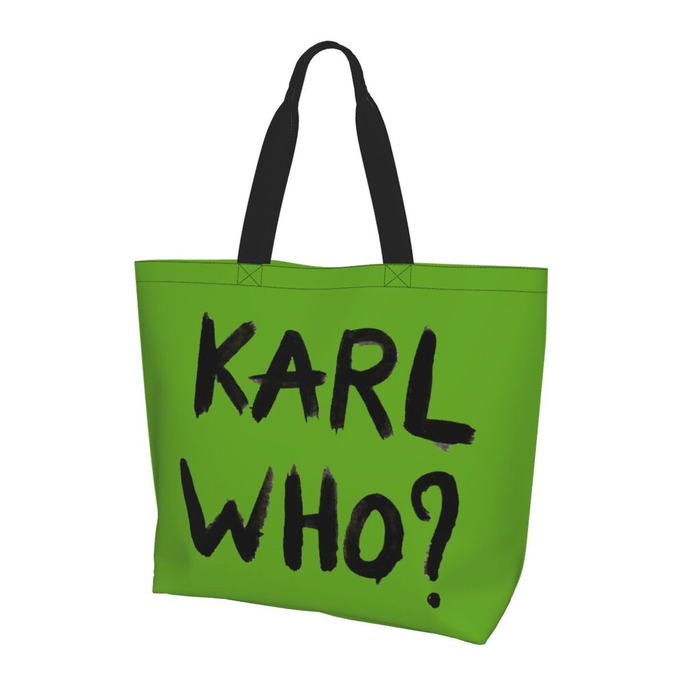 Custom Kawaii Karl Who Slogan Shopping Tote Bags Reusable Canvas Groceries Shopper Shoulder Bag
