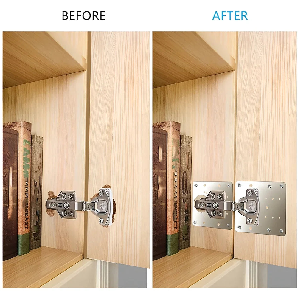 Cabinet Hinge Repair Plate Kit Kitchen Cupboard Door Hinge Mounting Plate with Holes Flat Fixing Brace Brackets House Hold Tools