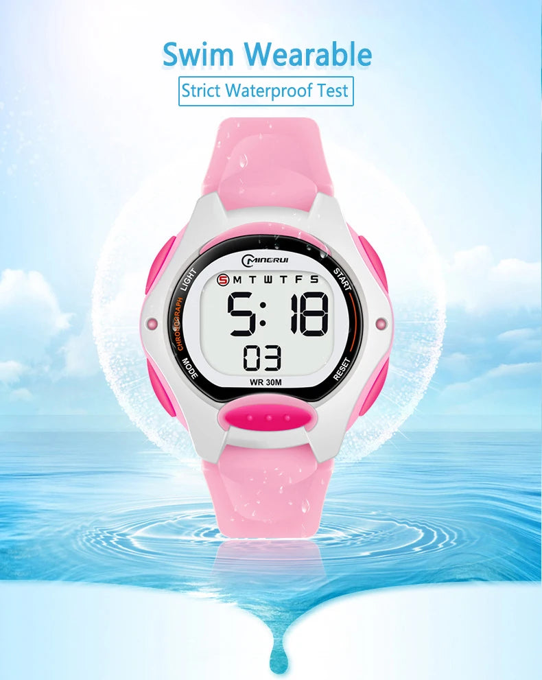 Children Watch Waterproof Digital Watch for Girls Boys Black LCD Electronic Sport Kid Watches Alarm Clocks Gifts