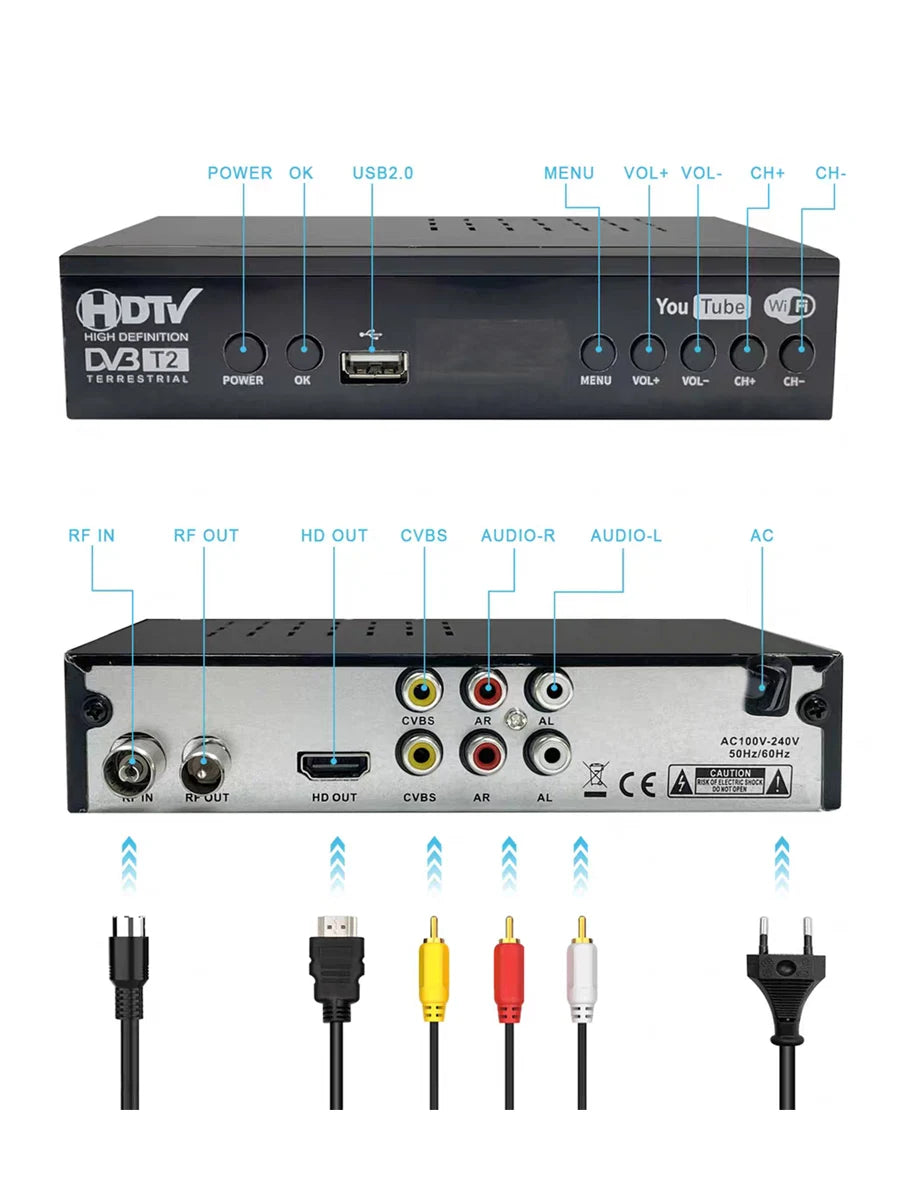 DVB-T2/C Terrestrial Digital TV Set-Top Box, PVR HD Video & Audio, Digital TV Receiver, TV Box