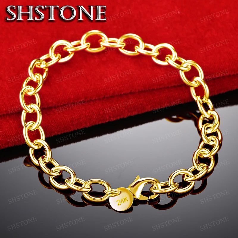 18K Gold Bracelet Men's Chain Bracelets Hip Hop Women's Wedding Party Fashion Jewelry Gifts
