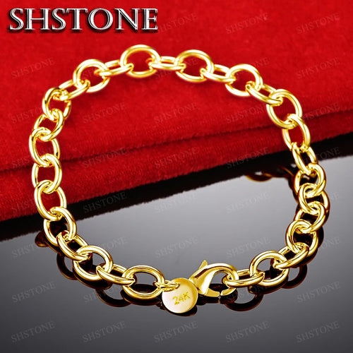 18K Gold Bracelet Men's Chain Bracelets Hip Hop Women's Wedding Party Fashion Jewelry Gifts