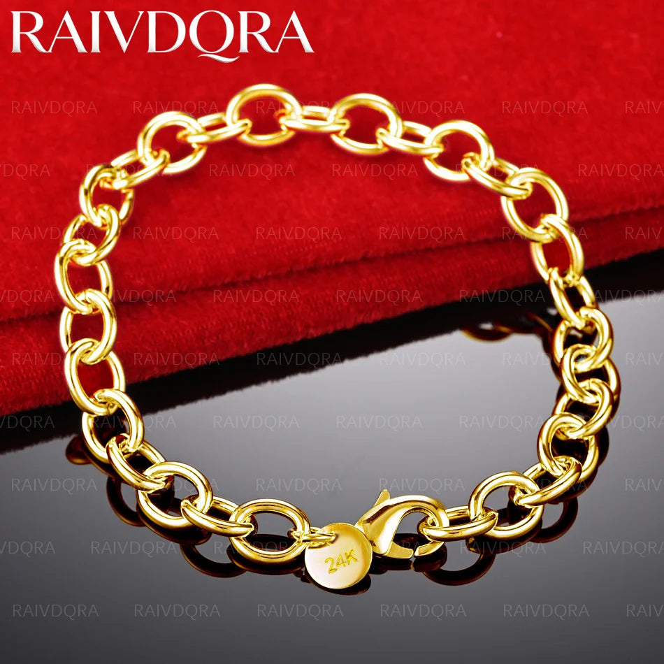 18K Gold Plated Chain Bracelet For Men And Women Fashion Jewelry Classic Simple Grace Party Birthday Gifts