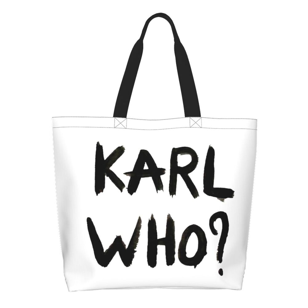 Custom Kawaii Karl Who Slogan Shopping Tote Bags Reusable Canvas Groceries Shopper Shoulder Bag