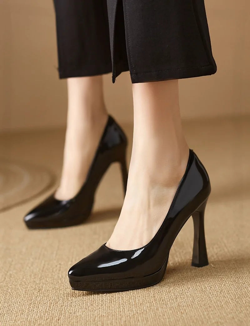 Shoes for Women 2025 Evening Pointed Toe Ladies Summer Footwear Super High Heel Stilito Platform Black Luxury Brand Lastest Shoe