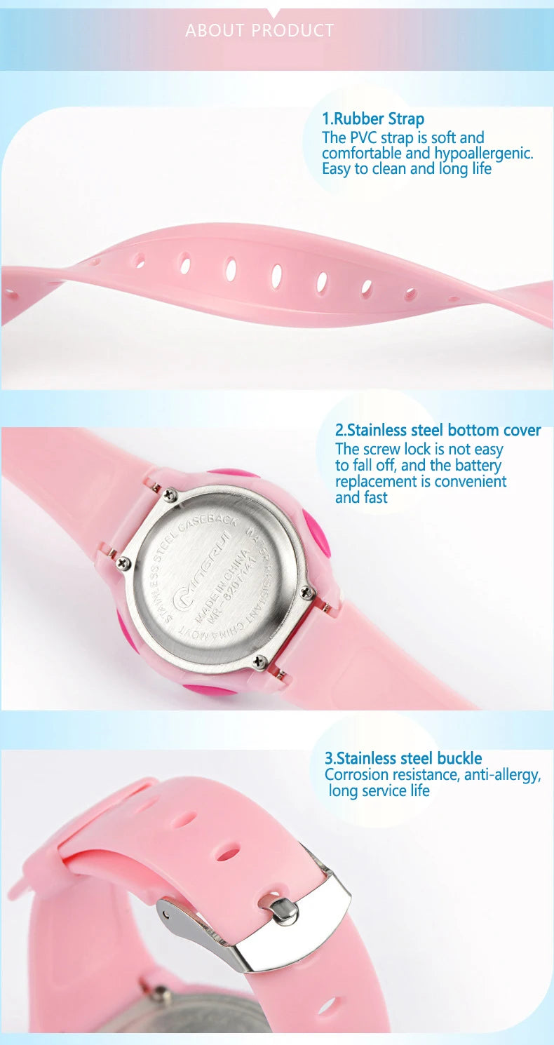 Children Watch Waterproof Digital Watch for Girls Boys Black LCD Electronic Sport Kid Watches Alarm Clocks Gifts