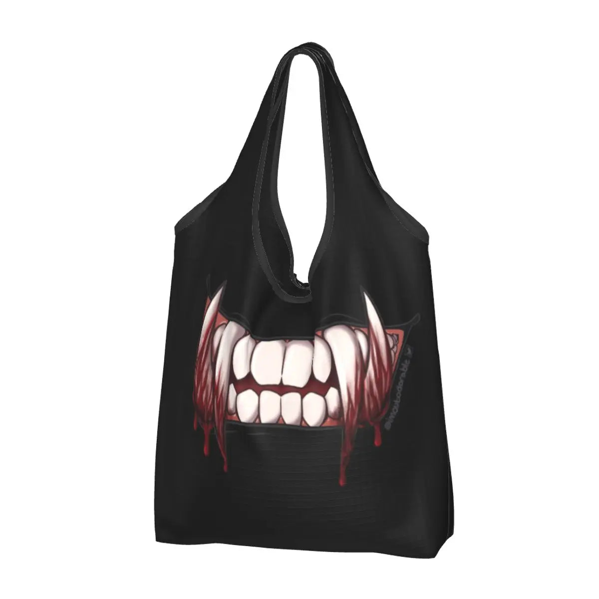 Custom Funny Gothic Vampire Shopping Tote Bags Portable Halloween Haunted Mansion Groceries Shoulder Shopper Bag