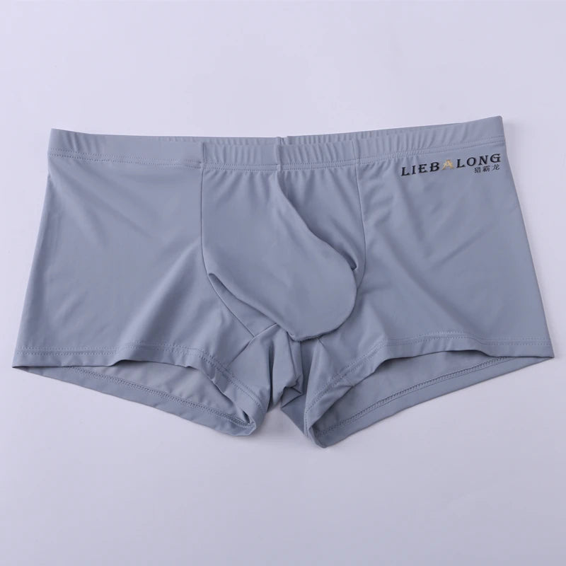 Men's Panties Men Ice Silk Boxers Underwear Sexy Boxer Shorts Underpants Big Bag Breathable High Elastic Hombre Boxershorts