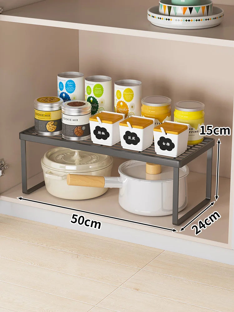 Kitchen Storage Rack Countertop Dish Pot Utensil Organizer Cabinet Inner Multi-layer Shelf Seasoning Tabletop Storage