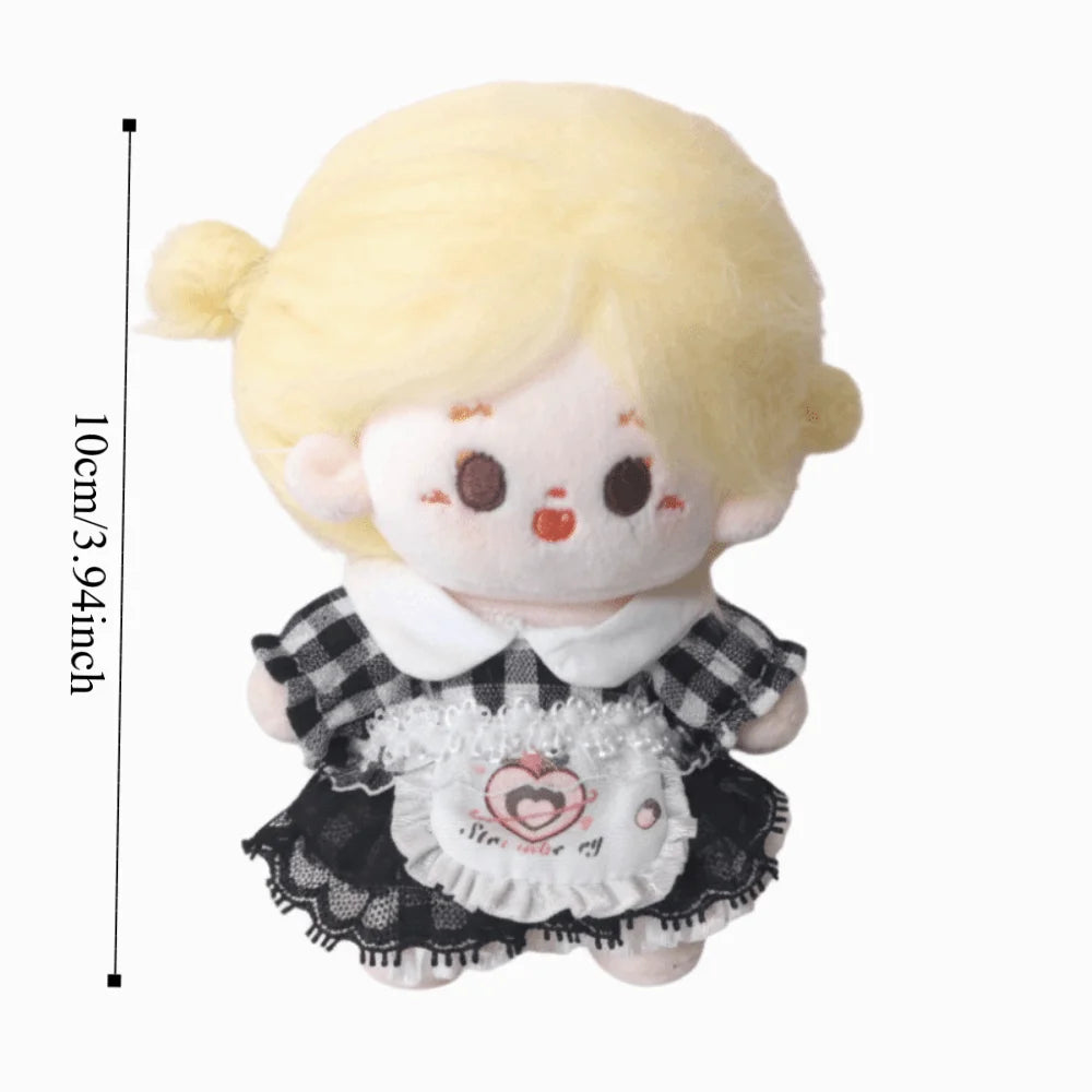 Clothes Plaid Dress 10cm Cotton Clothes with Apron Suit Clothes Outfit Mini Cute Dress Up Set Children's Gift