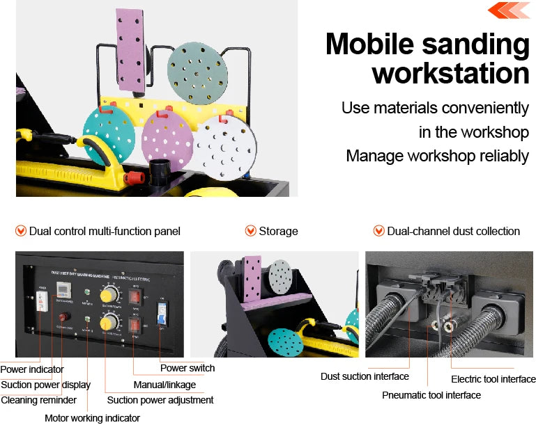 Pneumatic Sander, 6 inch Eccentric Random Orbit Sander for Car Body, Heavy Duty Industrial Vacuum Cleaner Sanding Machine