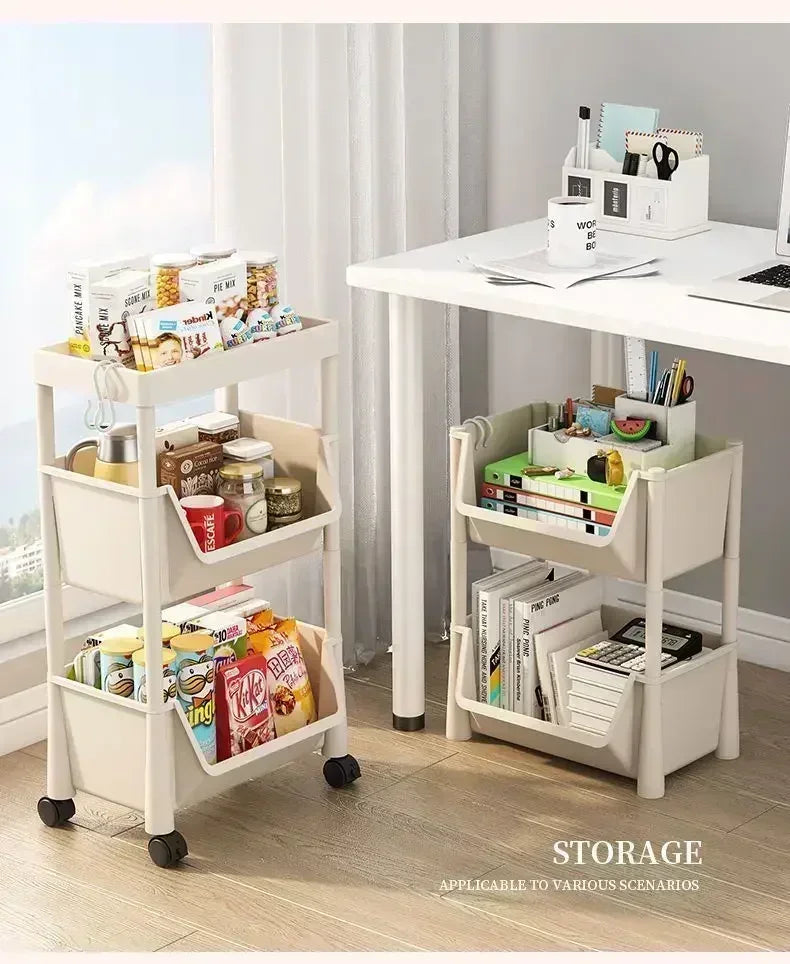 Mobile Bookshelf Multi-Layer Bathroom Shelves With Wheels Kitchen Groceries Organizer Shelf Bedroom Storage Rack Utility Cart