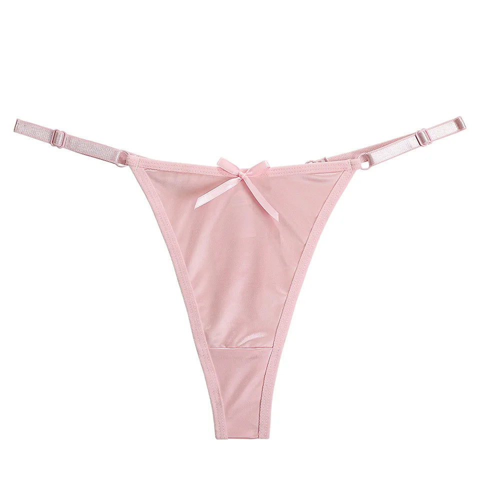 Sexy Panties Women Satin G-Strings Thongs T-Panties Soft Low Waist Bow Briefs Shorts Comfortable Female Underwear Трусы Женские