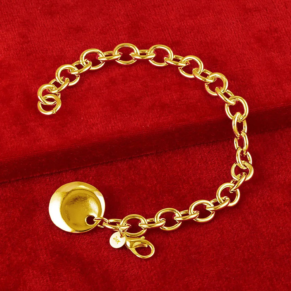 CHSHINE 925 Silver Plated 18K Gold Round Pendant Bracelet For Women Wedding Engagement Party Fashion Charm Jewelry