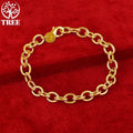 ALITREE 24K Gold 20cm Simple Chain Bracelet Gift Classic Cute Jewelry For Woman Man Holiday Wedding Engagement Party