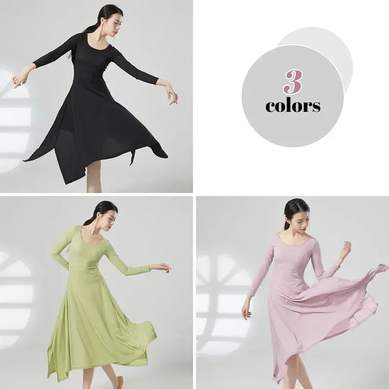 Classical Modern Dance Dress Solid Color New Design Practice & Competition Performance Costume Clothing Supplies