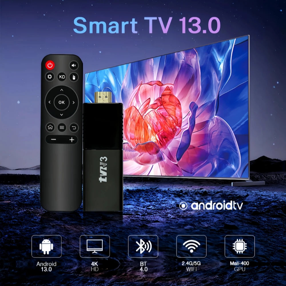 TVR3 Android 13.0 TV Stick 4K HD 2GB 16GB TV Box 2.4G Wifi Smart TV Box Media Player TV Receiver Android TV Stick PK M98 TV98