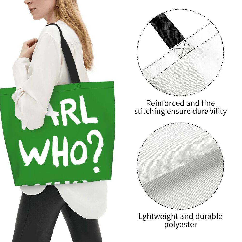 Custom Kawaii Karl Who Slogan Shopping Tote Bags Reusable Canvas Groceries Shopper Shoulder Bag