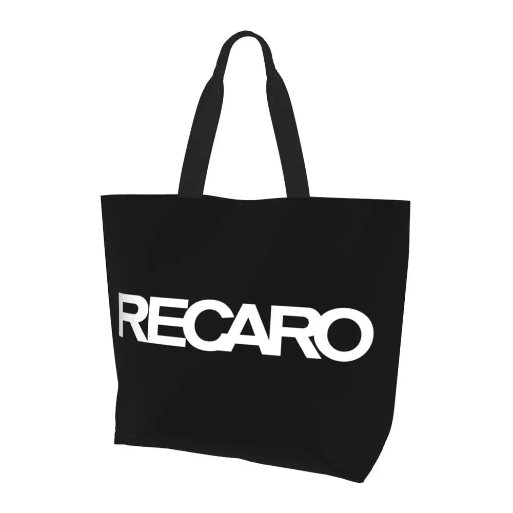 Custom Recaros Logo Shopping Canvas Bags Women Durable Big Capacity Groceries Shopper Tote Bags