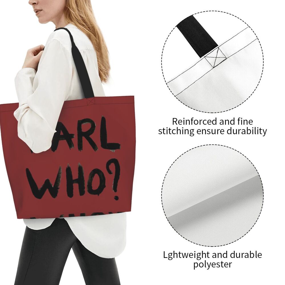 Custom Kawaii Karl Who Slogan Shopping Tote Bags Reusable Canvas Groceries Shopper Shoulder Bag