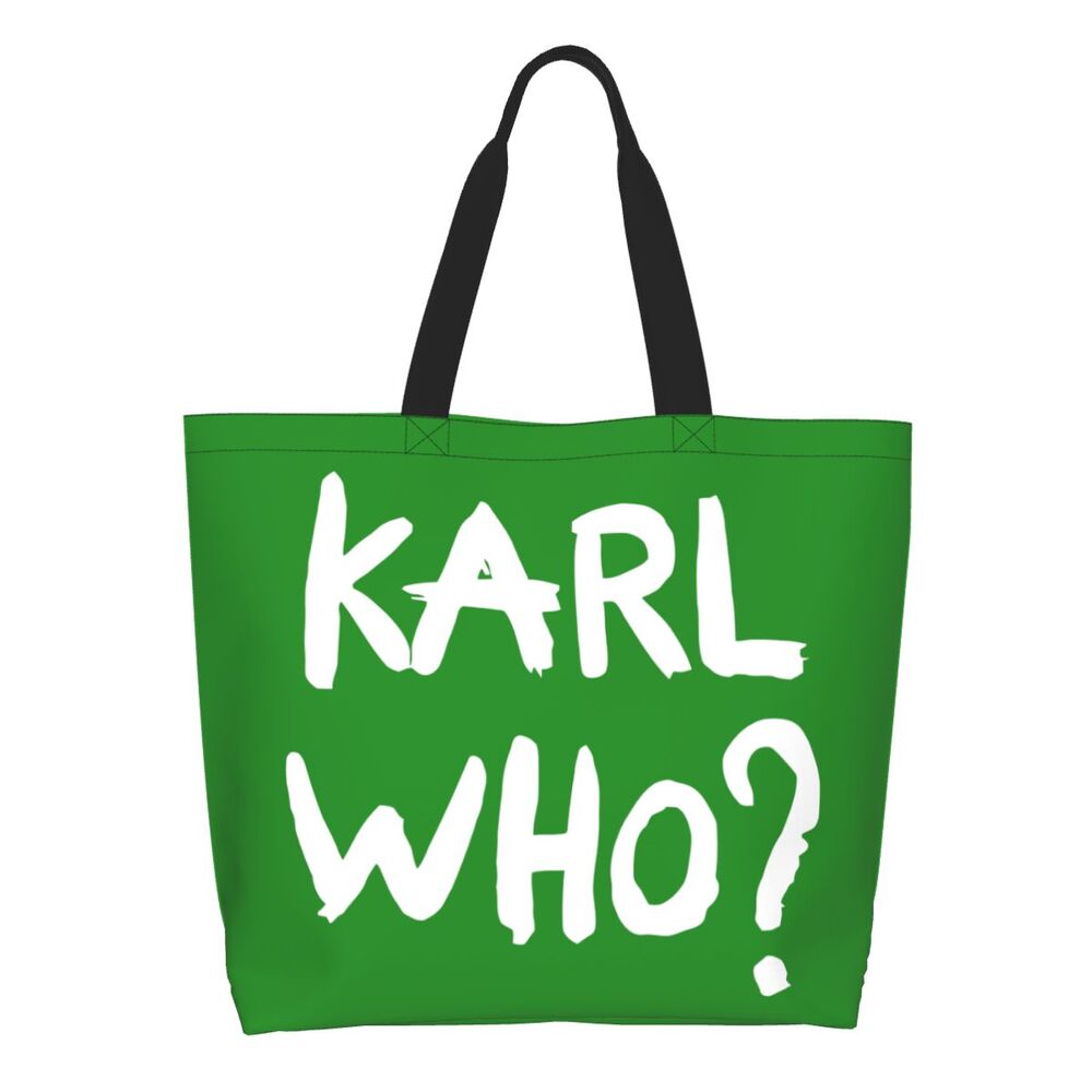 Custom Kawaii Karl Who Slogan Shopping Tote Bags Reusable Canvas Groceries Shopper Shoulder Bag