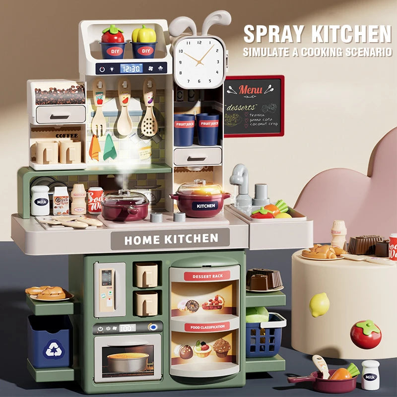 Children Kitchen and Housekeeping Sets Toys Simulated Miniature Food Tableware Counter Career Role Play Toys for Girl Boys Child