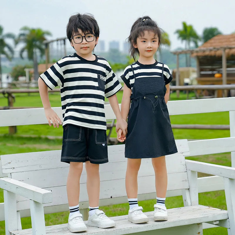 Dress 2025 Woman Family Couple Matching Clothes Parent-child Shirt Sibling Brother Sister Outfits Mom Daughter Dress Dad Son T