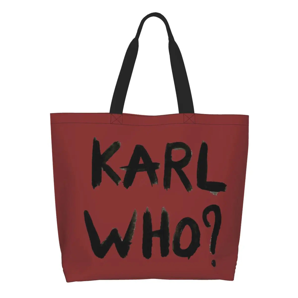 Custom Kawaii Karl Who Slogan Shopping Tote Bags Reusable Canvas Groceries Shopper Shoulder Bag