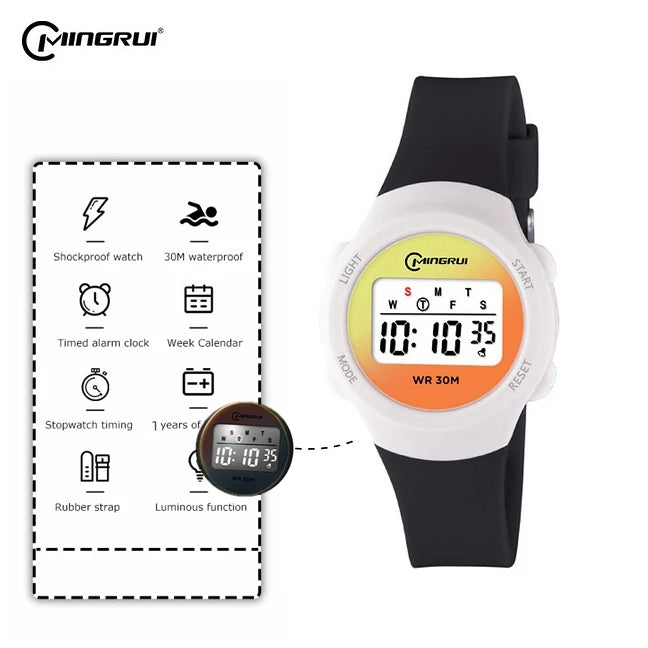 New Boys Girls Watch 30M Waterproof Digital Chidlren Watch Purple LCD Electronic Kids Sport Watches Alarm Clocks Gifts