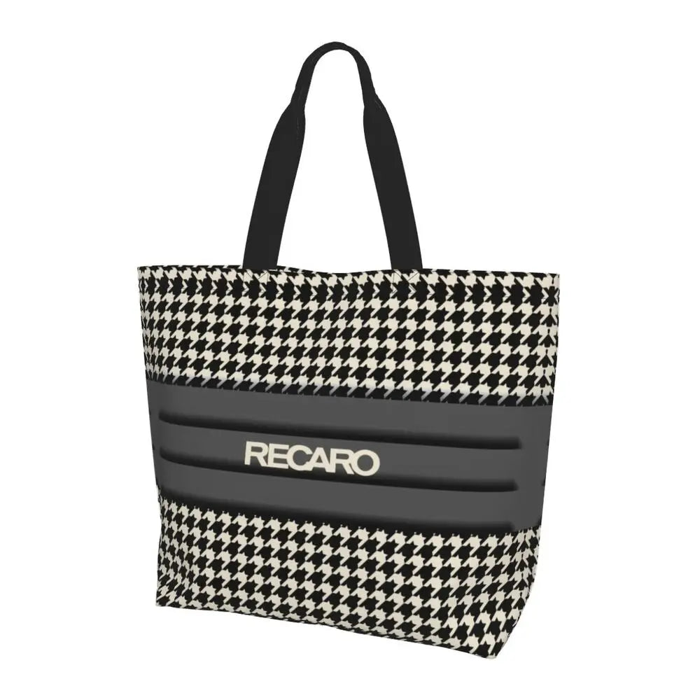 Custom Recaros Logo Shopping Canvas Bags Women Durable Big Capacity Groceries Shopper Tote Bags