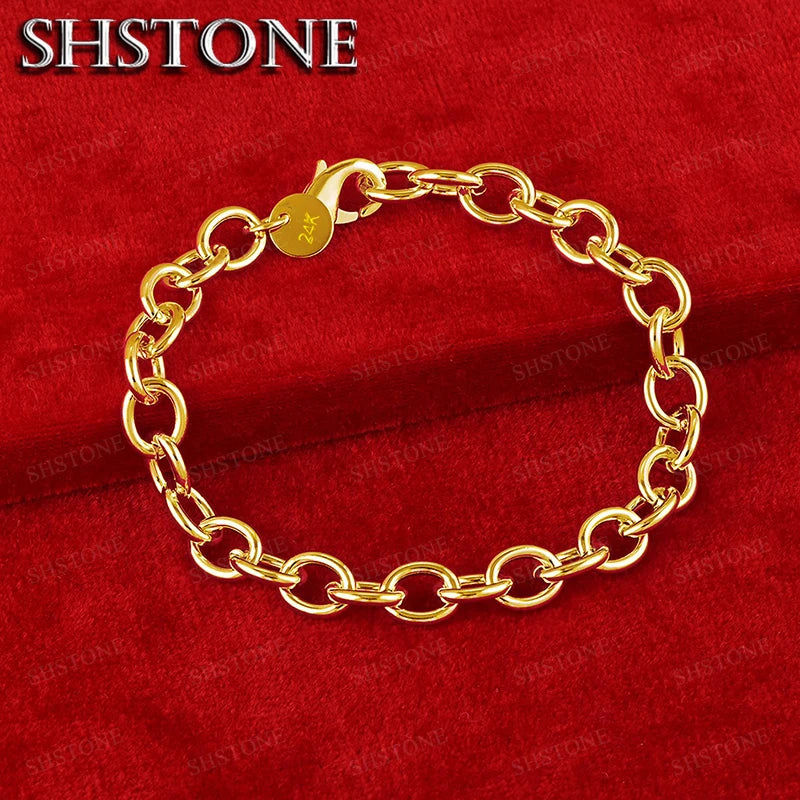 18K Gold Bracelet Men's Chain Bracelets Hip Hop Women's Wedding Party Fashion Jewelry Gifts