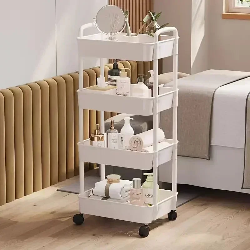 Mobile Bookshelf Multi-Layer Bathroom Shelves With Wheels Kitchen Groceries Organizer Shelf Bedroom Storage Rack Utility Cart