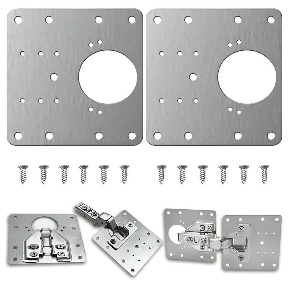 Cabinet Hinge Repair Plate Kit Kitchen Cupboard Door Hinge Mounting Plate with Holes Flat Fixing Brace Brackets House Hold Tools