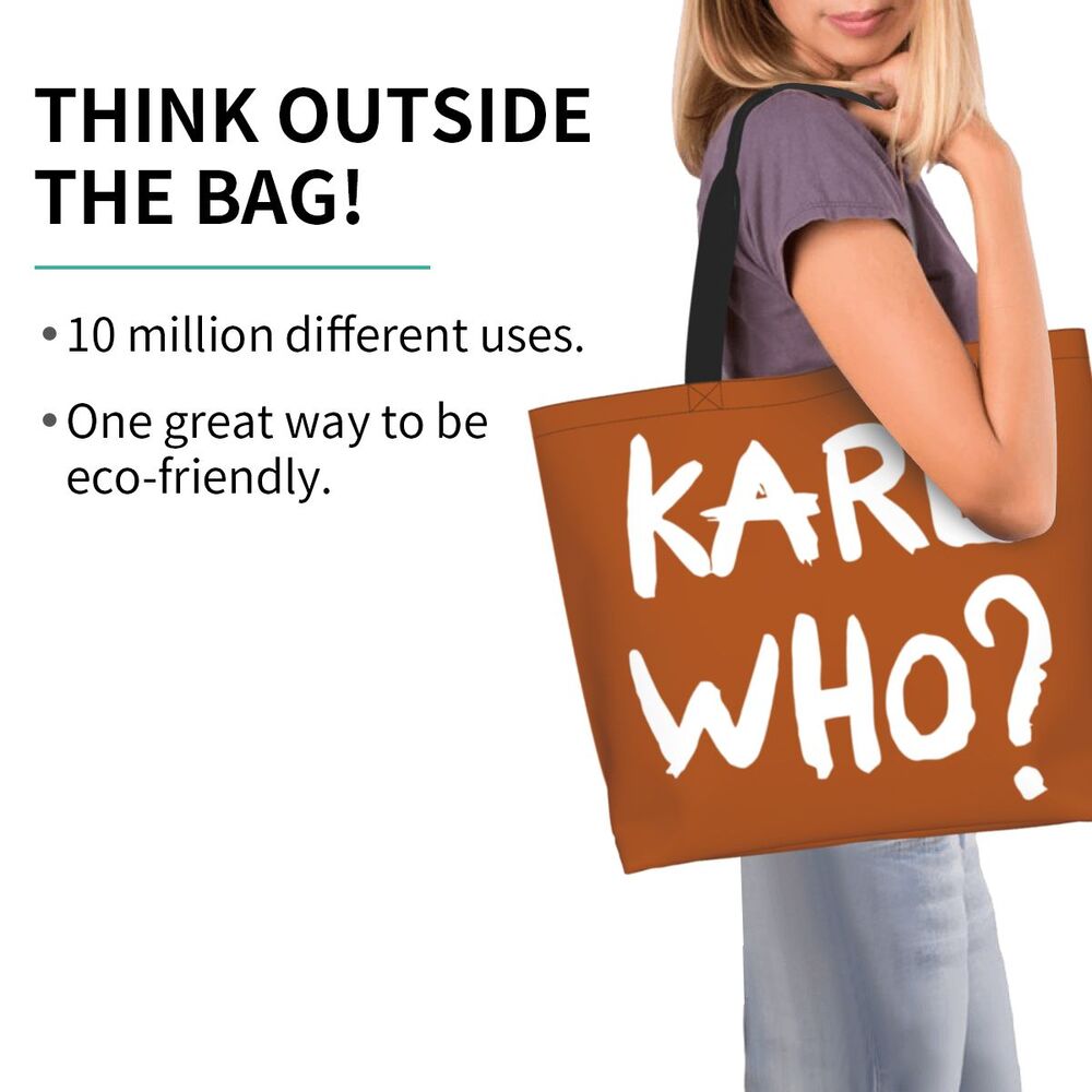 Custom Kawaii Karl Who Slogan Shopping Tote Bags Reusable Canvas Groceries Shopper Shoulder Bag