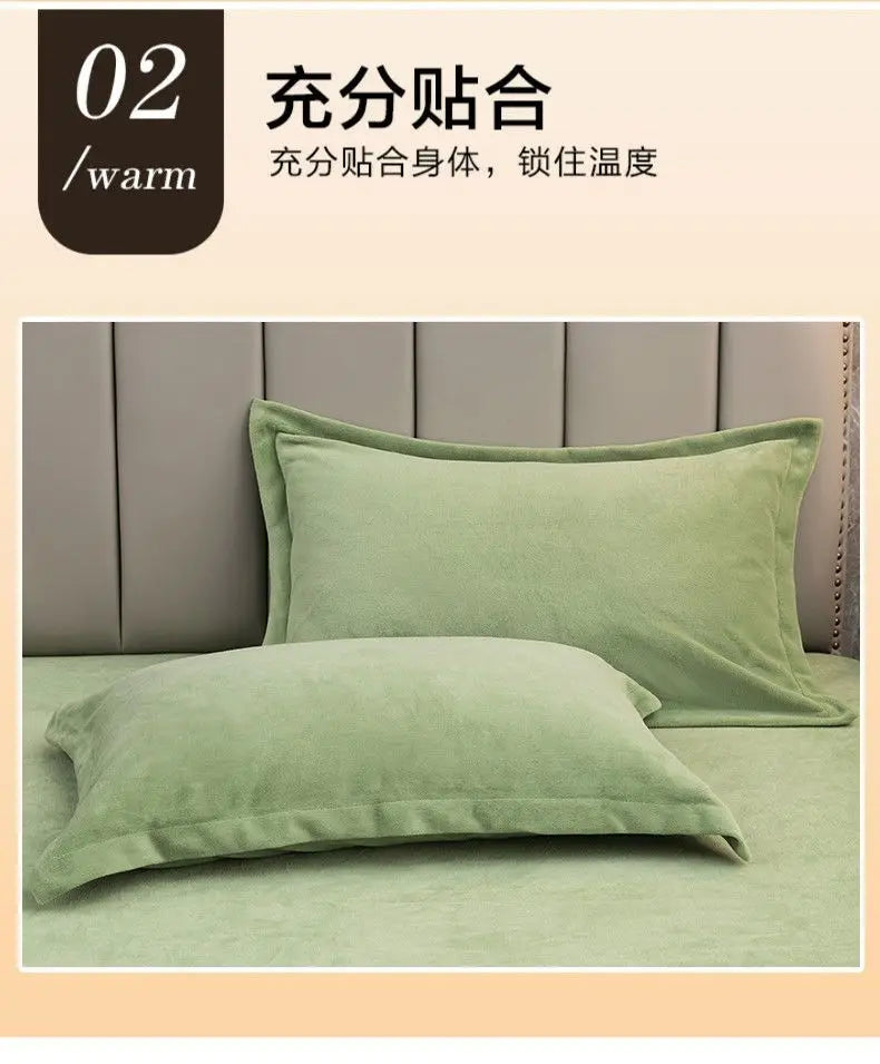 Coral Fleece Soft Winter Pillowcase Solid Plain Simple Home Bedroom House Hold Pillow Case Cover Zipper Warm  Comfortable