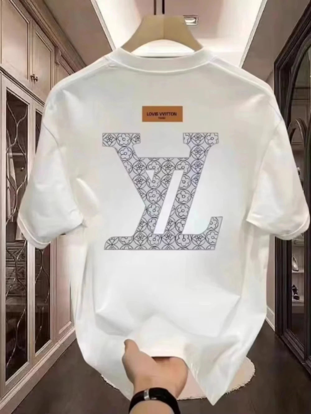 2026 New T-shirt Men's High-end Short Sleeved Brand Classic Printed Pure Cotton Casual Versatile Round Neck Short Sleeved Shirt