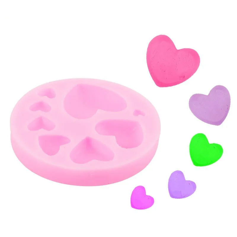 Loving Heart Shape Silicone Fondant Mold DIY Colorful Sweet Heart Chocolate Candy Paste Cake Decorating Tool Mold