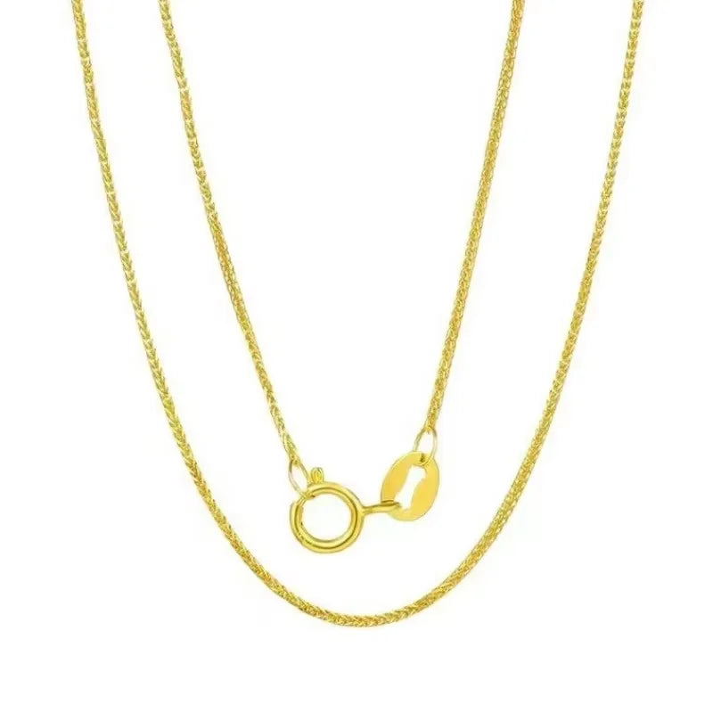 Real 18K Gold Women's Necklace AU750 Chopin Chain Choker Festival Great Gift New Fashion Simple Style Fine Jewelry