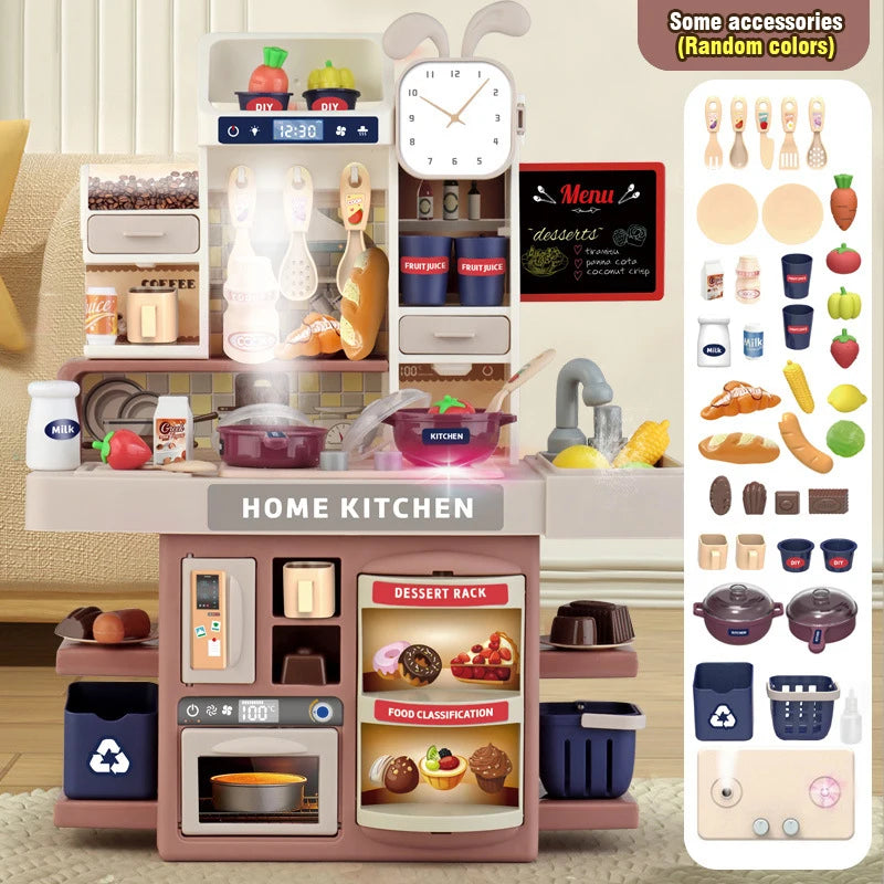 Children Kitchen and Housekeeping Sets Toys Simulated Miniature Food Tableware Counter Career Role Play Toys for Girl Boys Child
