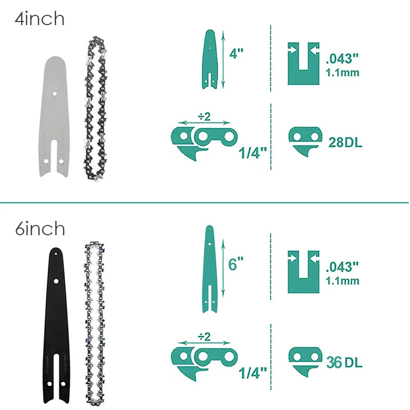4/6/8/10/12/16inch  1/4" .043" 28/37/45/48  ChainsawDL Semi Chisel Electric Chainsaw Chain SpareWood Branch Cutting House Hold